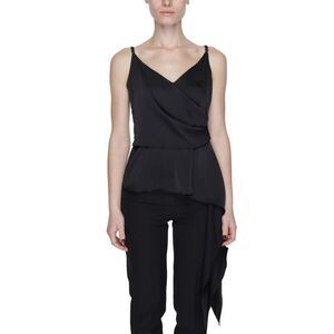 Silence Asymmetrical Draped Top Women Black Tops